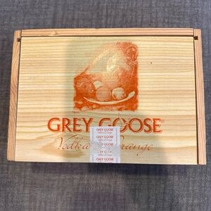Grey Goose Wooden Storage Box - Natural Wood
